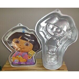 Dora the Explorer Wilton Birthday Cake Pans Lot of 2 Aluminum Nick Jr Backpack
